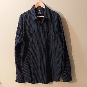 Southpole Black w/White Pinstripes Button-Down Collared Men’s Shirt Size: XXL